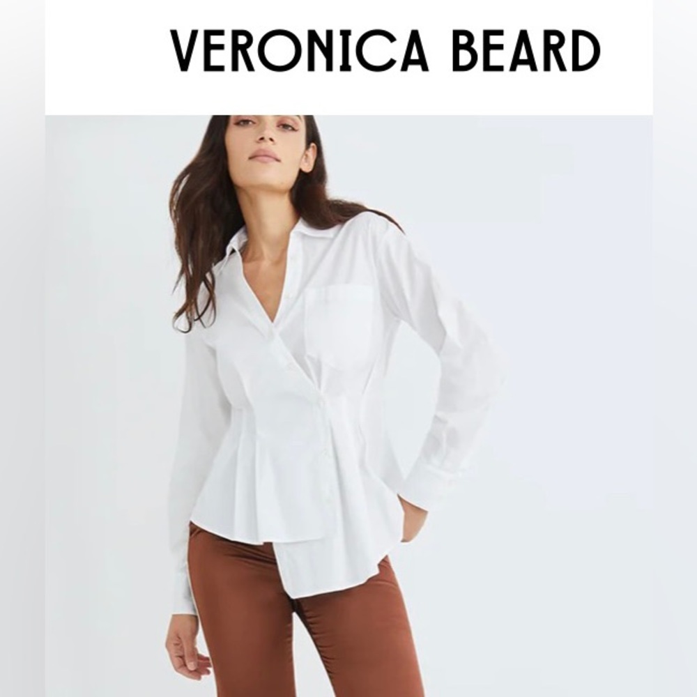 ⭐️NEW💎VERONICA BEARD ROSAMUND SHIRT in white SIZE 6